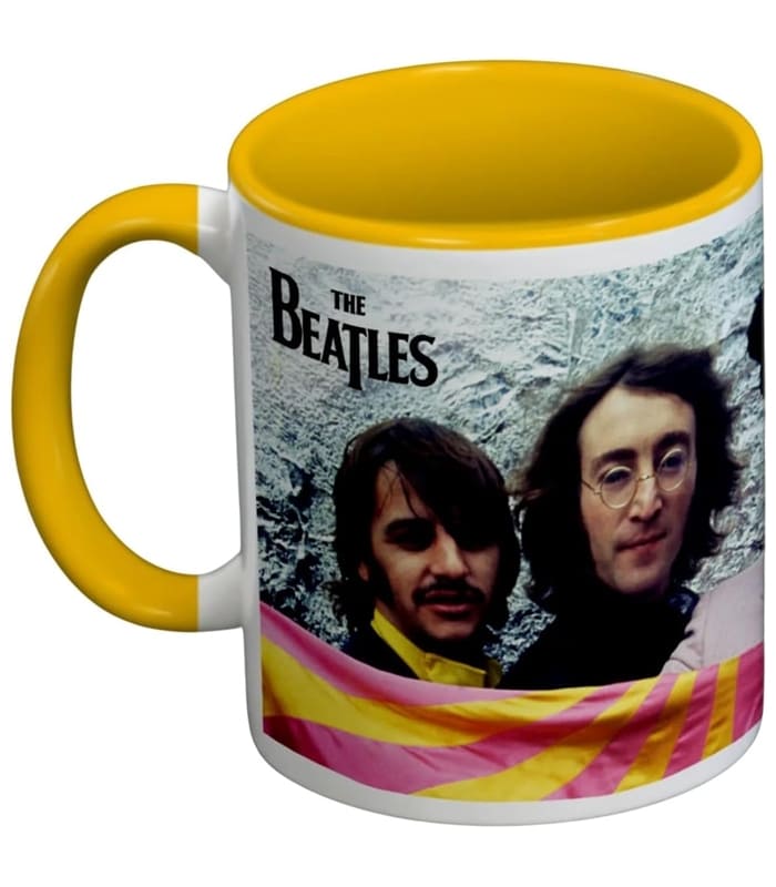 Taza The Beatles (rosado y amarillo) - Taza de cerámica de 10 oz / 315 ml